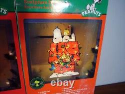 3 Vintage Peanuts Merry Christmas Lighted Sculpture Snoopy Woodstock Display Set