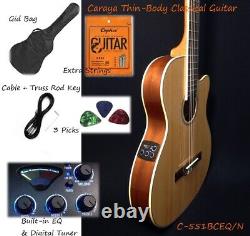 39 Caraya C-551BCEQ/N Thin-Body Semi-Classical Guitar withTruss Rod +Free Gig Bag