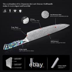 67 Layer Damascus Steel Kitchen Knives Set Abalone Handle Sharp Santoku Bread Bo