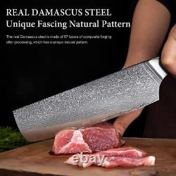 67 Layer Damascus Steel Kitchen Knives Set Abalone Handle Sharp Santoku Bread Bo