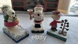 Enesco Jim Shore Peanuts Charlie Brown Christmas Figurine Set 3 Snoopy Woodstock