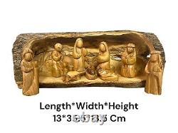 Handcrafted Olive Wood Nativity Set with Cave from the Holy Land Bethlehem