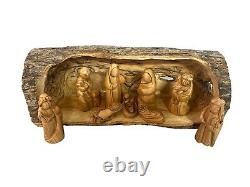 Handcrafted Olive Wood Nativity Set with Cave from the Holy Land Bethlehem