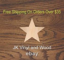 Set of 10 Stars, Star Laser Cut Wood, Sizes up to 5 feet, Multiple Thickness