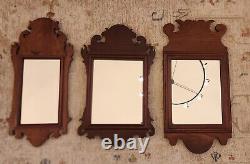 Set of 3 Vtg SMALL MAHOGANY CHIPPENDALE MIRRORS CARVED COUNTRY Wall Grouping