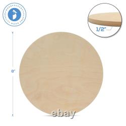 Wood Circles 8 inch 1/2 inch Thick, Unfinished Birch Craft Rounds Woodpeckers