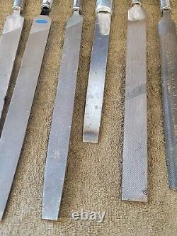 Ensemble de 45 limes métalliques à poignée en bois lisse standard demi-ronde plate