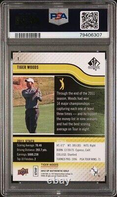 Tiger Woods 2012 SP Authentic Golf #1 PSA 10 GEM MT Faible POP PGA Hall of Fame